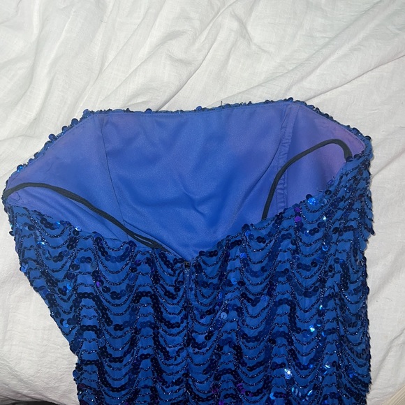 Vintage 60’s-70’s Mike Benet Formals Blue Strapless Sequin Evening Dress, xs fit - Picture 13 of 13